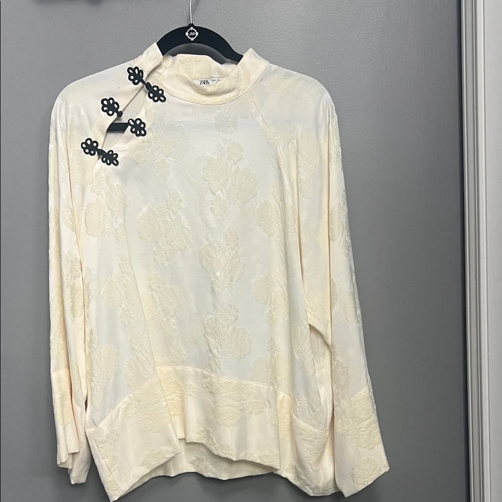 Zara Cream Floral Women's Blouse